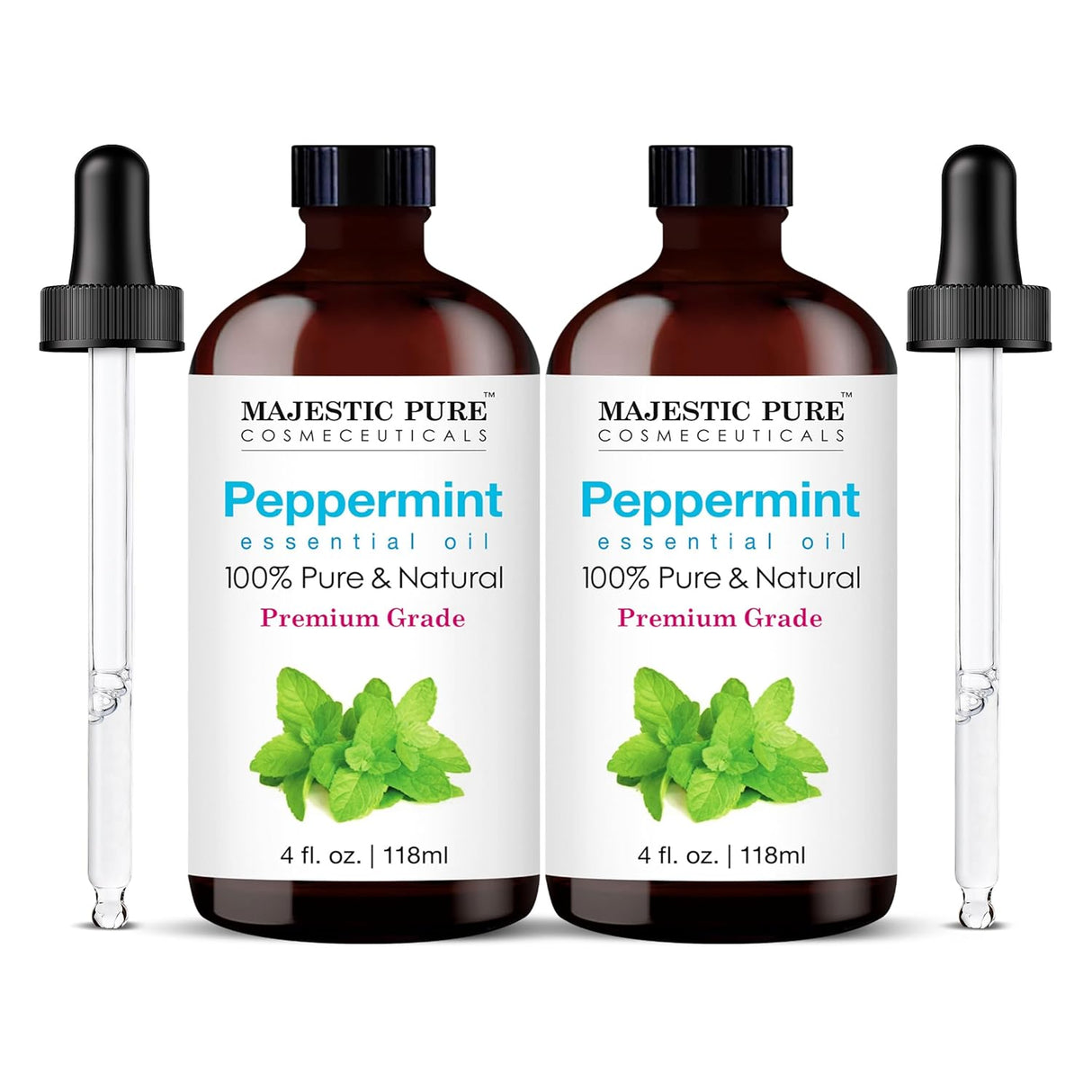 Majestic Pure Lavender Essential Oil with Glass Dropper | 100% Pure and Natural Lavender Oil | Premium Grade Essential Oils for Diffusers, Skin, Aromatherapy, Massage | 4 Fl Oz