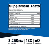 Nutricost Nitric Oxide Booster 2250Mg, 180 Capsules - 750Mg per Casule, 60 Servings - Gluten Free and Non-Gmo