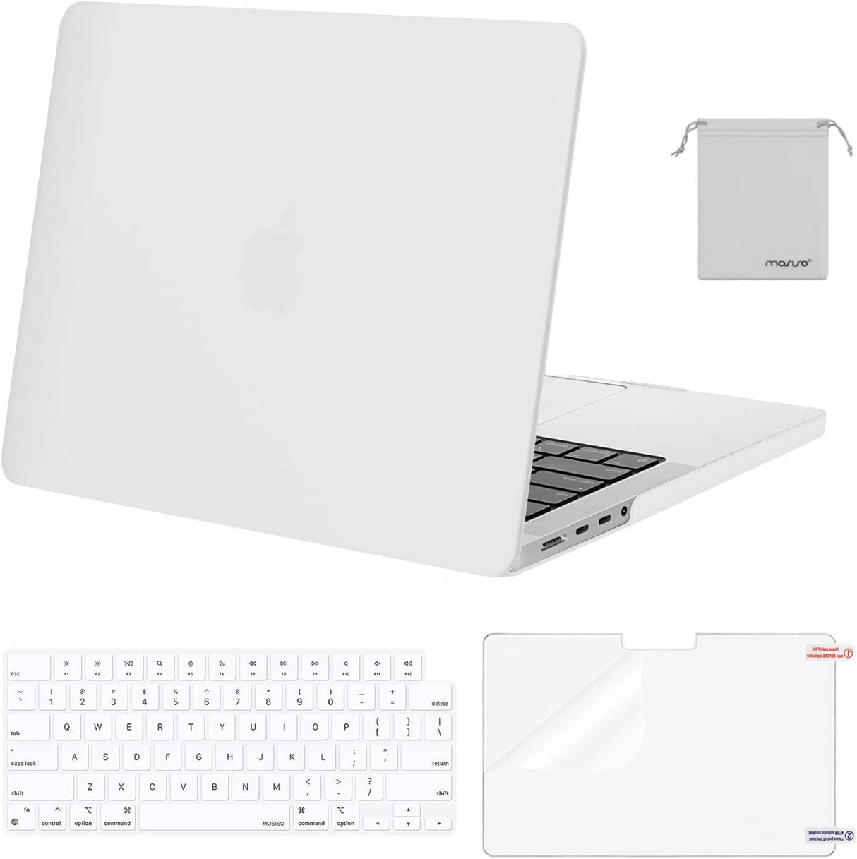 MOSISO Compatible with Macbook Pro 14 Inch Case 2024 2023 2022 2021 M4 M3 M2 M1 Pro Max A3112 A3185 A3401 A2918 A2992 A2779 A2442, Plastic Hard Shell&Keyboard Cover&Screen Film&Pouch, Black
