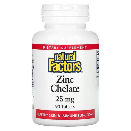 Natural Factors, Zinc Chelate, 25 mg, 90 Tablets - Supply Center USA