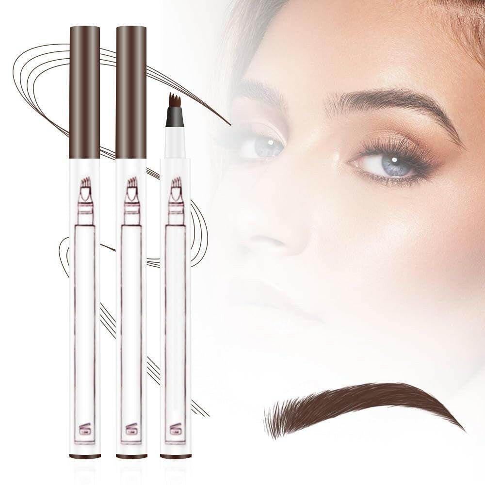 2024 New Waterproof Brow Pencil with Micro-Fork Tip, 3D Waterproof Microblading Eyebrow Pen 4 Fork Tip Tattoo Pencil, 24 Hours Waterproof Tattoo Pen for Eyebrow (Dark Brown) - Supply Center USA