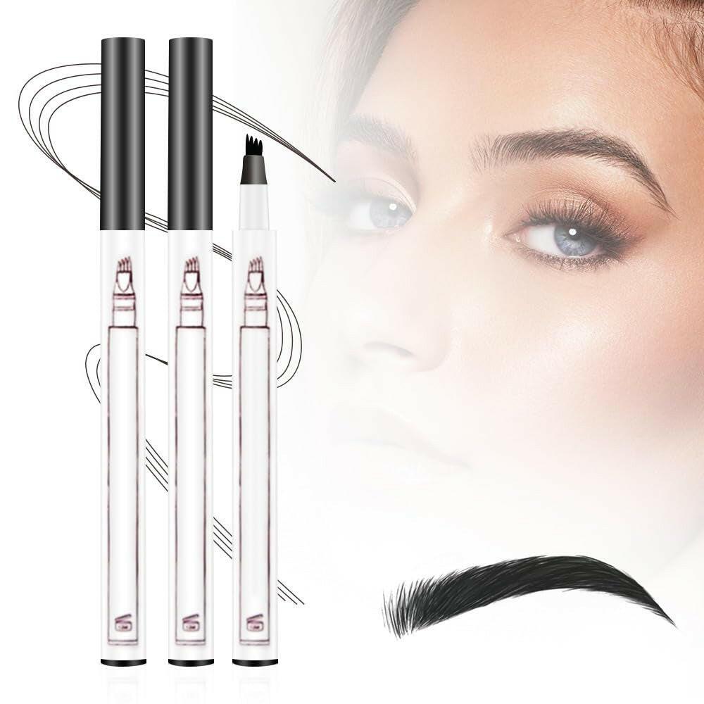 2024 New Waterproof Brow Pencil with Micro-Fork Tip, 3D Waterproof Microblading Eyebrow Pen 4 Fork Tip Tattoo Pencil, 24 Hours Waterproof Tattoo Pen for Eyebrow (Dark Brown) - Supply Center USA