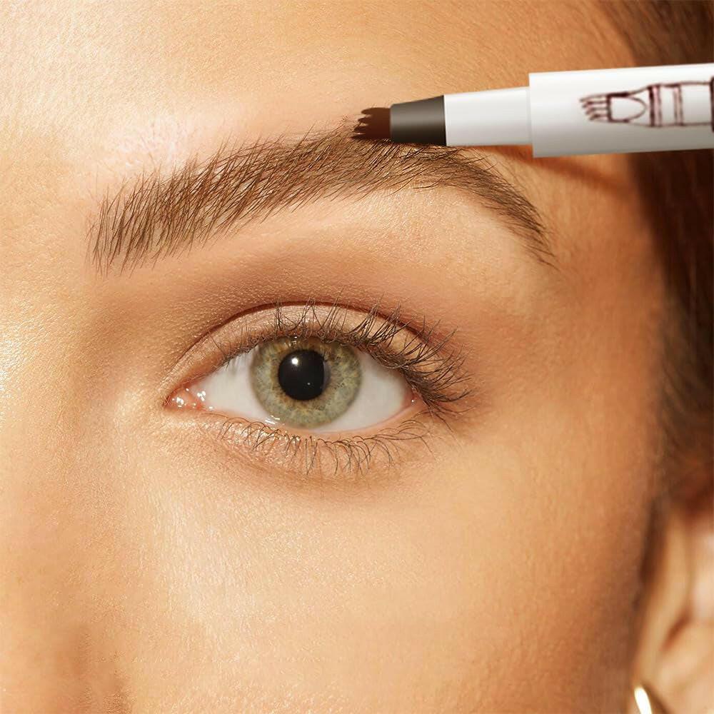 2024 New Waterproof Brow Pencil with Micro-Fork Tip, 3D Waterproof Microblading Eyebrow Pen 4 Fork Tip Tattoo Pencil, 24 Hours Waterproof Tattoo Pen for Eyebrow (Dark Brown) - Supply Center USA