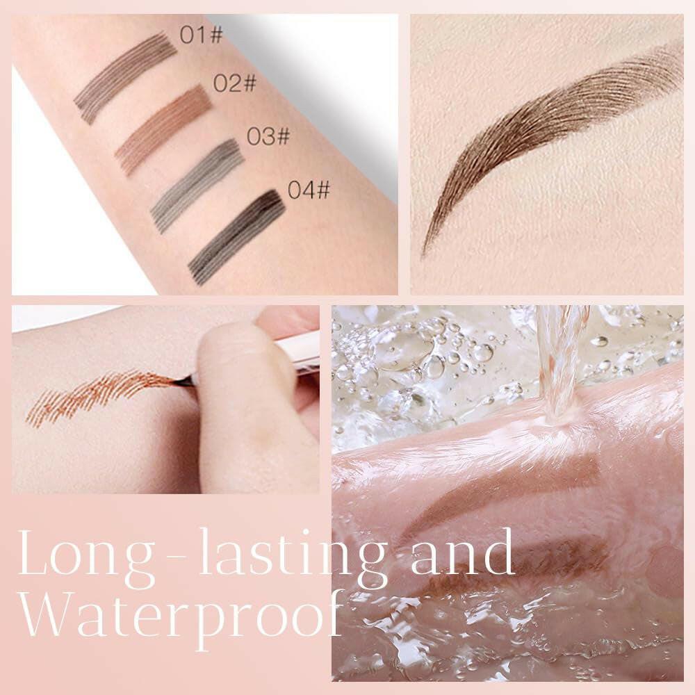 2024 New Waterproof Brow Pencil with Micro-Fork Tip, 3D Waterproof Microblading Eyebrow Pen 4 Fork Tip Tattoo Pencil, 24 Hours Waterproof Tattoo Pen for Eyebrow (Dark Brown) - Supply Center USA