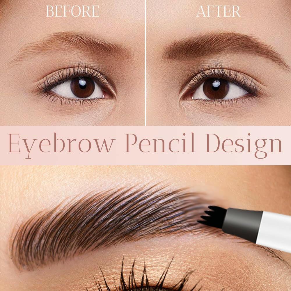 2024 New Waterproof Brow Pencil with Micro-Fork Tip, 3D Waterproof Microblading Eyebrow Pen 4 Fork Tip Tattoo Pencil, 24 Hours Waterproof Tattoo Pen for Eyebrow (Dark Brown) - Supply Center USA