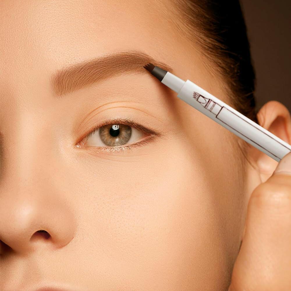2024 New Waterproof Brow Pencil with Micro-Fork Tip, 3D Waterproof Microblading Eyebrow Pen 4 Fork Tip Tattoo Pencil, 24 Hours Waterproof Tattoo Pen for Eyebrow (Dark Brown) - Supply Center USA