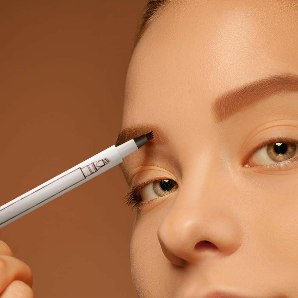 2024 New Waterproof Brow Pencil with Micro-Fork Tip, 3D Waterproof Microblading Eyebrow Pen 4 Fork Tip Tattoo Pencil, 24 Hours Waterproof Tattoo Pen for Eyebrow (Dark Brown) - Supply Center USA