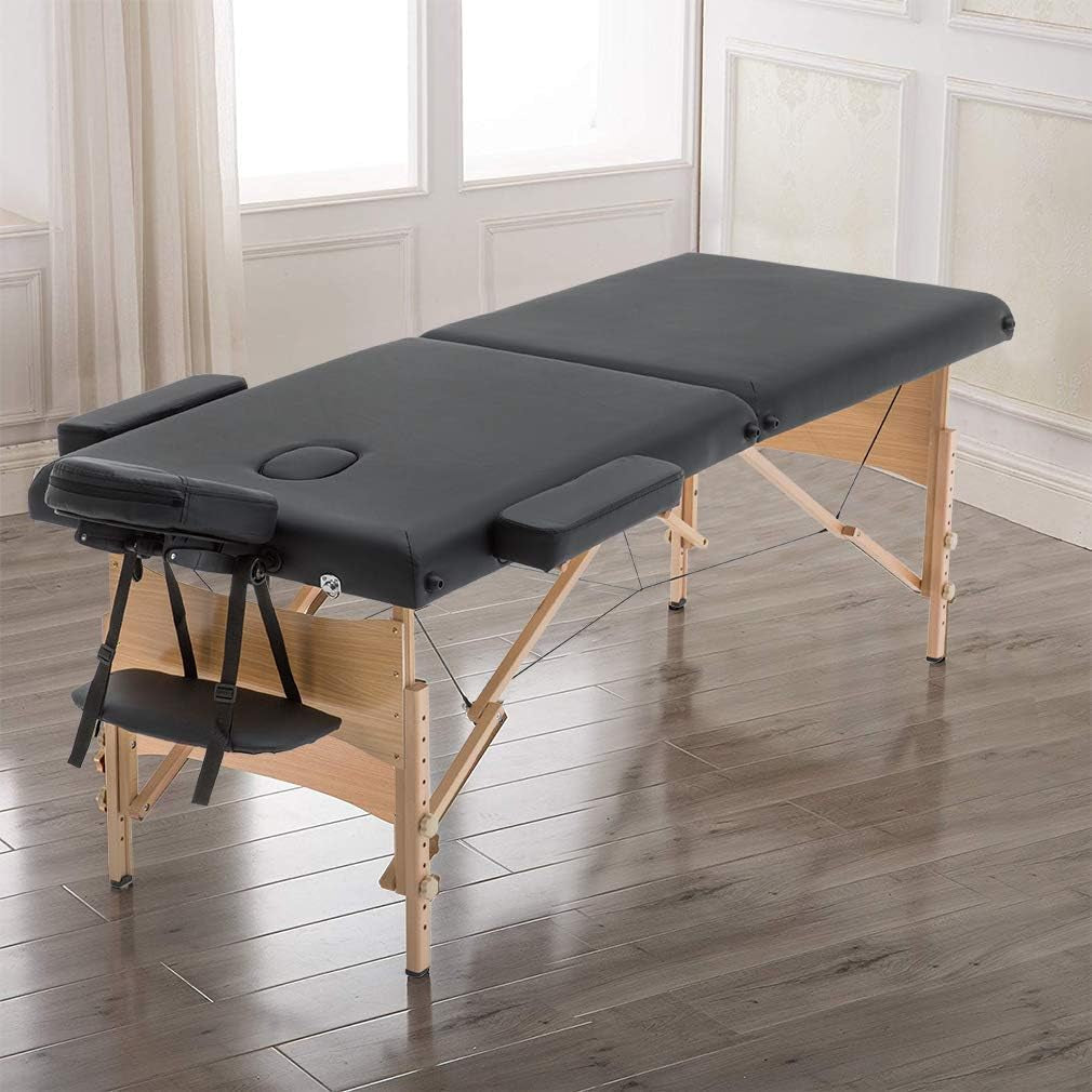 Bestmassage Massage Table Portable Massage Bed Lash Bed 28 in Wide Spa Bed Hight Adjustable 2 Fold Spa Bed Facial Cradle Salon Bed with Non-Woven Bag for Spa Footmassage Facial Carespa Tattoo