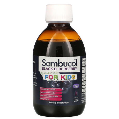 Sambucol, Black Elderberry Syrup, For Kids, Berry Flavor, 7.8 fl oz (230 ml) - Supply Center USA