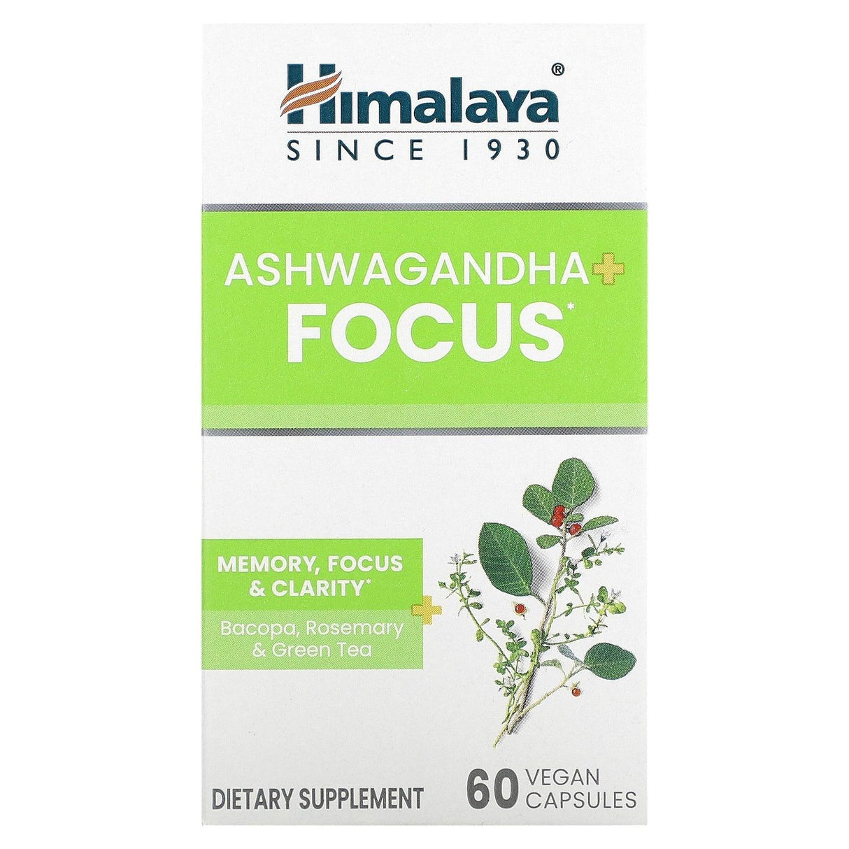 Himalaya, Ashwagandha + Focus , 60 Vegan Capsules - Supply Center USA