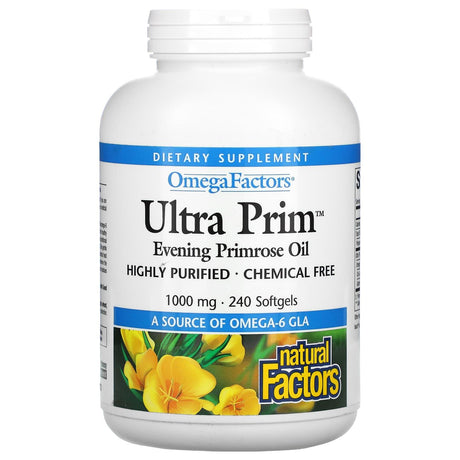 Natural Factors, OmegaFactors, Ultra Prim, Evening Primrose Oil, 1000 mg, 240 Softgels - Supply Center USA