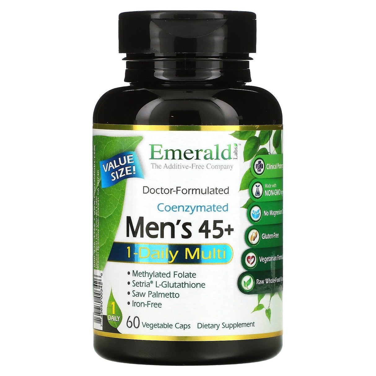 Emerald Laboratories, Men's 45+ 1-Daily Multi, 30 Vegetable Caps - Supply Center USA