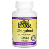 Natural Factors, Ubiquinol, Active CoQ10, 100 mg, 30 Softgels - Supply Center USA