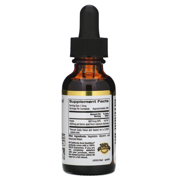 California Gold Nutrition, Folinic Acid, Alcohol Free, 1 fl oz (30 ml) - HealthCentralUSA