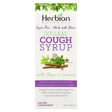 Herbion Naturals, Naturals, Ivy Leaf Cough Syrup With Thyme & Licorice, Sugar Free, 5 fl oz (150 ml) - Supply Center USA