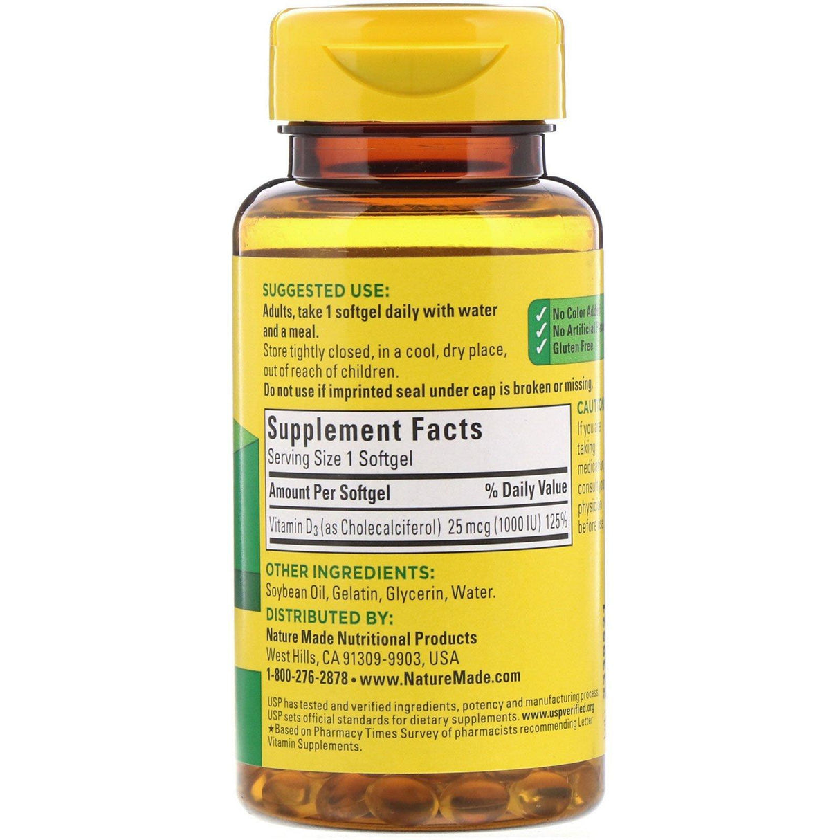 Nature Made, Vitamin D3, 25 mcg, 100 Softgels - Supply Center USA