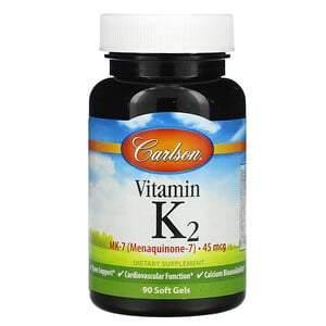 Carlson Labs, Vitamin K2 MK-7, 45 mcg, 90 Soft Gels - Supply Center USA