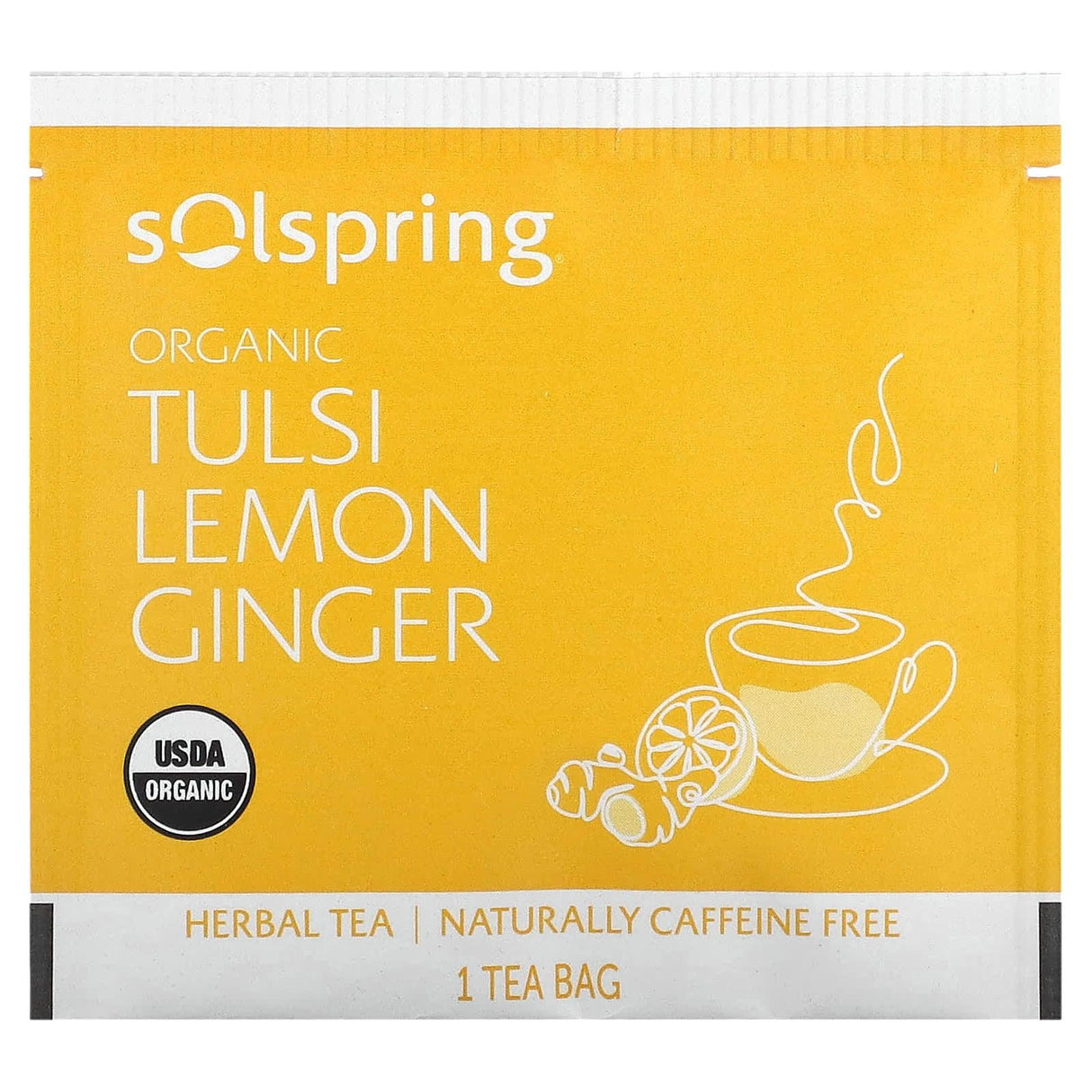 Dr. Mercola, Solspring, Organic Herbal Tea, Tulsi Lemon Ginger, Caffeine Free, 18 Tea Bags, 1.27 oz (36 g) - Supply Center USA