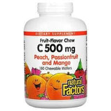 Natural Factors, Fruit Flavor Chew Vitamin C, Peach, Passionfruit and Mango, 500 mg, 180 Chewable Wafers - Supply Center USA