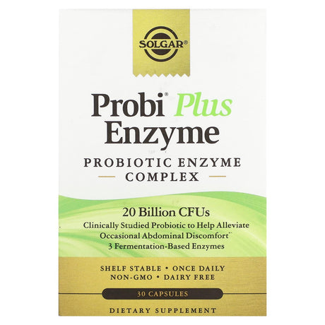 Solgar, Probi Plus Enzyme, Probiotic Enzyme Complex, 20 Billion CFUs, 30 Capsules - Supply Center USA