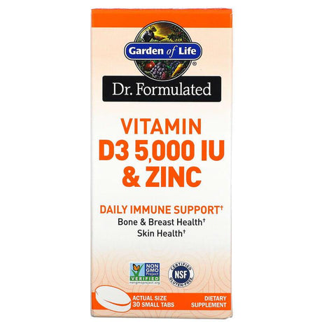 Garden of Life, Dr. Formulated, Vitamin D3 & Zinc, 30 Small Tabs - Supply Center USA