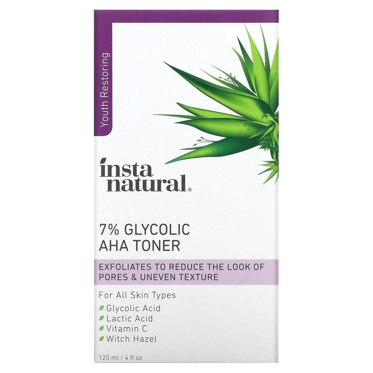 InstaNatural, 7% Glycolic AHA Toner, 4 fl oz (120 ml) - Supply Center USA