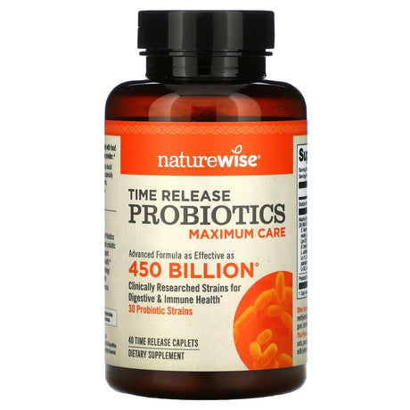 NatureWise, Time Release Probiotics, Maximum Care, 40 Time Release Caplets - Supply Center USA