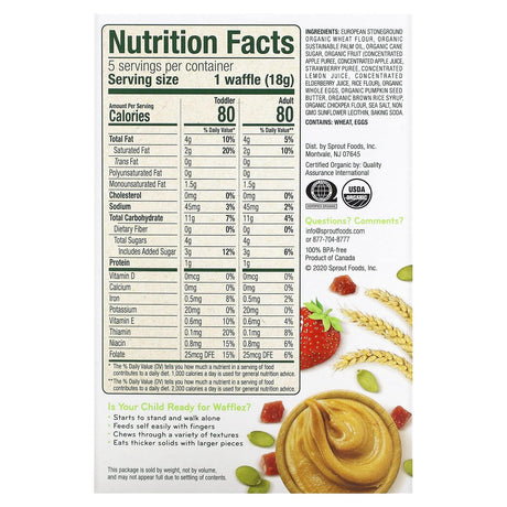 Sprout Organics, Wafflez, Pumpkin Butter & Jelly, 5 Packets, 0.63 oz (18 g) Each - Supply Center USA