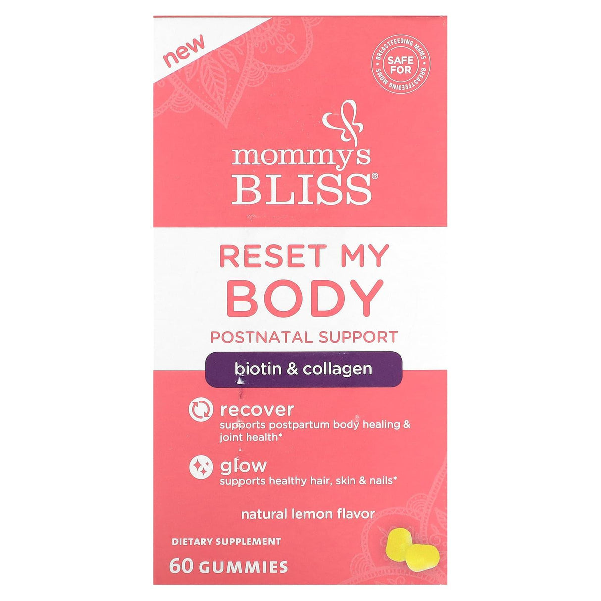 Mommy's Bliss, Reset My Body, Postnatal Support, Natural Lemon, 60 Gummies - Supply Center USA