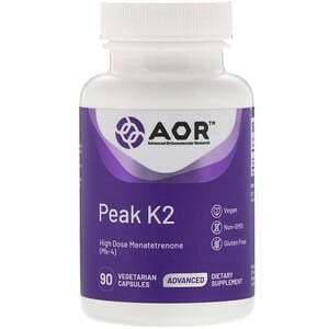 Advanced Orthomolecular Research AOR, Peak K2, 90 Vegetarian Capsules - Supply Center USA