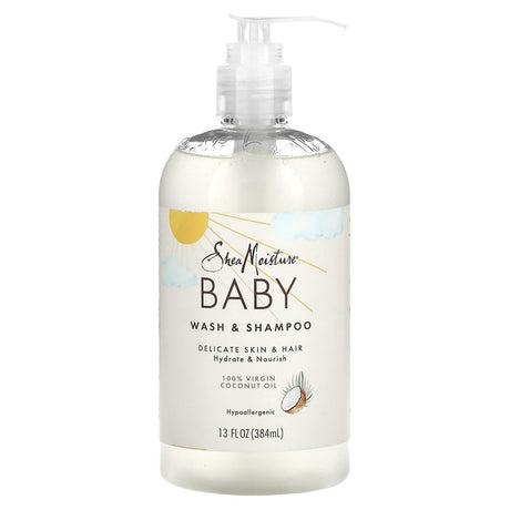 SheaMoisture, Baby Wash & Shampoo, 100% Virgin Coconut Oil, 13 fl oz (384 ml) - Supply Center USA