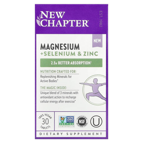 New Chapter, Magnesium + Selenium & Zinc, 30 Vegan Tablets - Supply Center USA