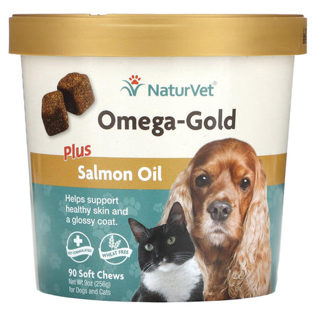 NaturVet, Omega-Gold, Plus Salmon Oil, For Dogs & Cats, 90 Soft Chews, 9 oz (256 g) - Supply Center USA