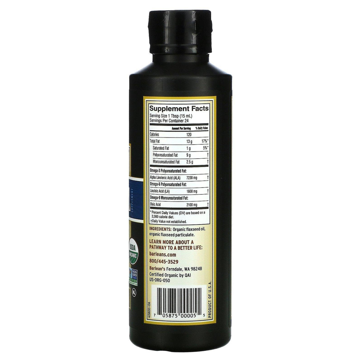 Barlean's, Organic Lignan Flax Oil, 12 fl oz (355 ml) - Supply Center USA