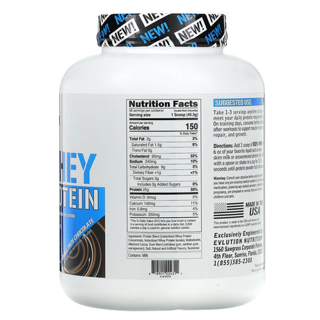 EVLution Nutrition, 100% Whey Protein, Double Rich Chocolate, 5lb (2.268 kg) - Supply Center USA