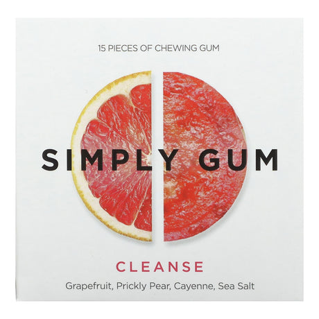 Simply Gum, Chewing Gum, Cleanse, Grapefruit, Prickly Pear, Cayenne, Sea Salt, 15 Pieces - Supply Center USA