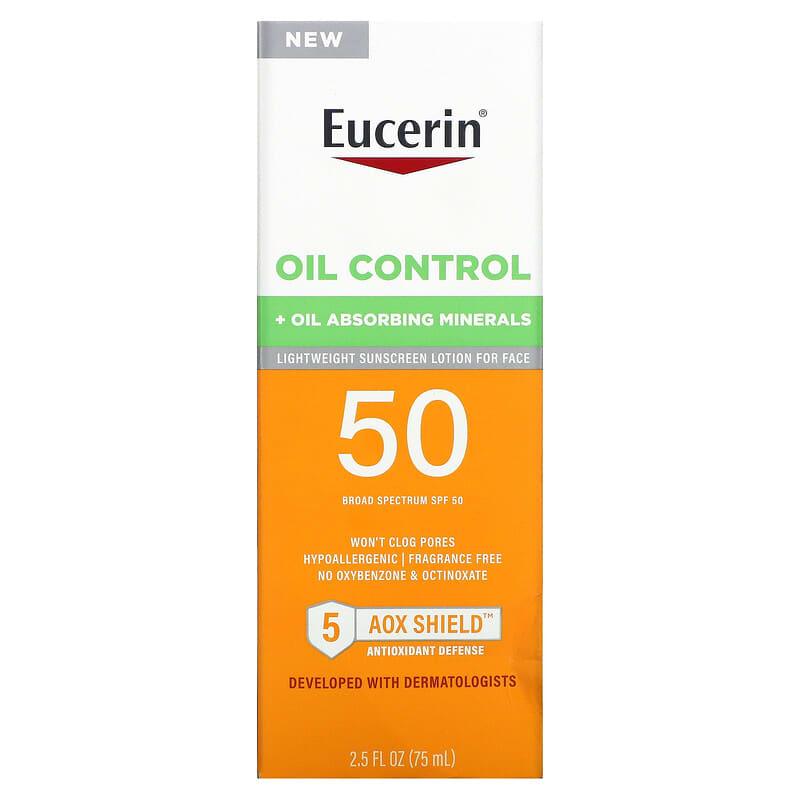 Eucerin, Oil Control, Lightweight Sunscreen Lotion for Face, SPF 50, 2.5 fl oz (75 ml) - Supply Center USA