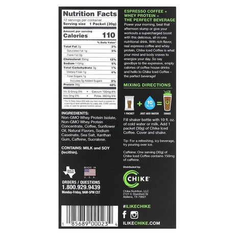 Chike Nutrition, High Protein Iced Coffee, Caramel, 12 Packets, 1.06 oz (30 g) Each - Supply Center USA