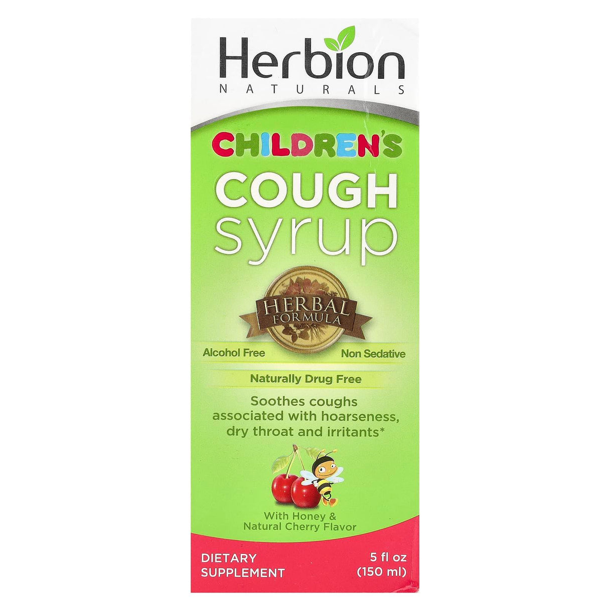 Herbion Naturals, Children's Cough Syrup, Alcohol Free, With Honey & Natural Cherry , 5 fl oz (150 ml) - Supply Center USA