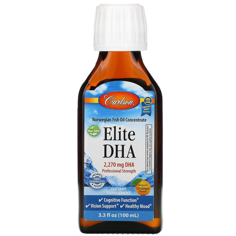 Carlson Labs, Elite DHA, Natural Orange, 2,270 mg, 3.3 fl oz (100 ml) - Supply Center USA