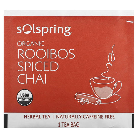 Dr. Mercola, Solospring, Organic Herbal Tea, Rooibos Spiced Chai, Caffeine Free, 18 Tea Bags, 1.27 oz (36 g) - Supply Center USA