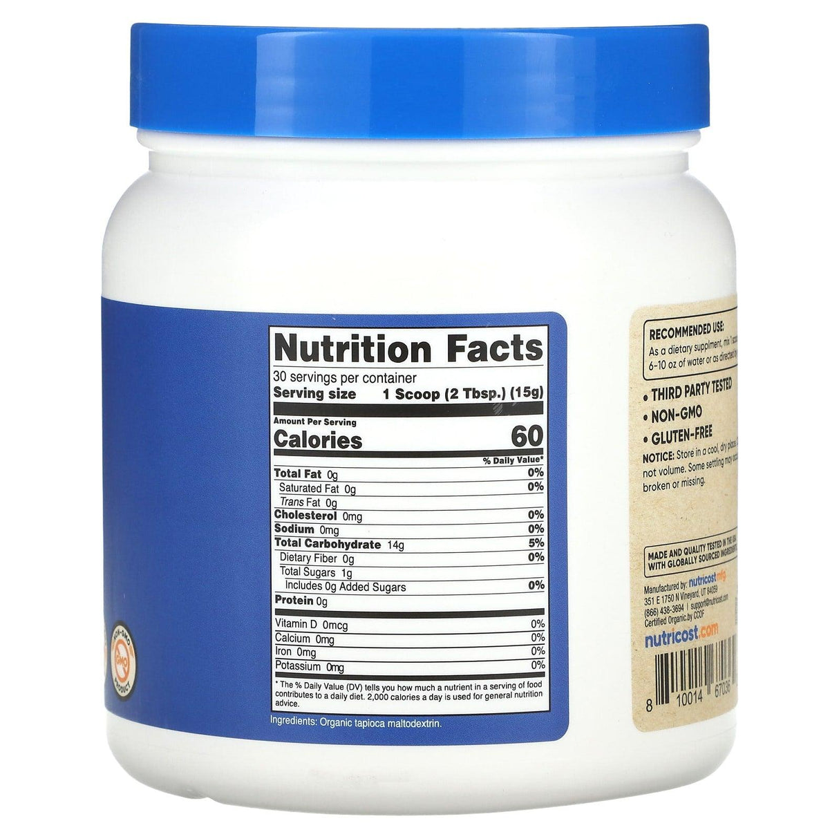 Nutricost, Organic Maltodextrin, Unflavored, 1 lb (454 g) - Supply Center USA