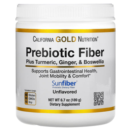 California Gold Nutrition, Prebiotic Fiber Plus Turmeric, Ginger, & Boswellia, 3 Packets, 0.22 oz (6.3 g) Each - Supply Center USA