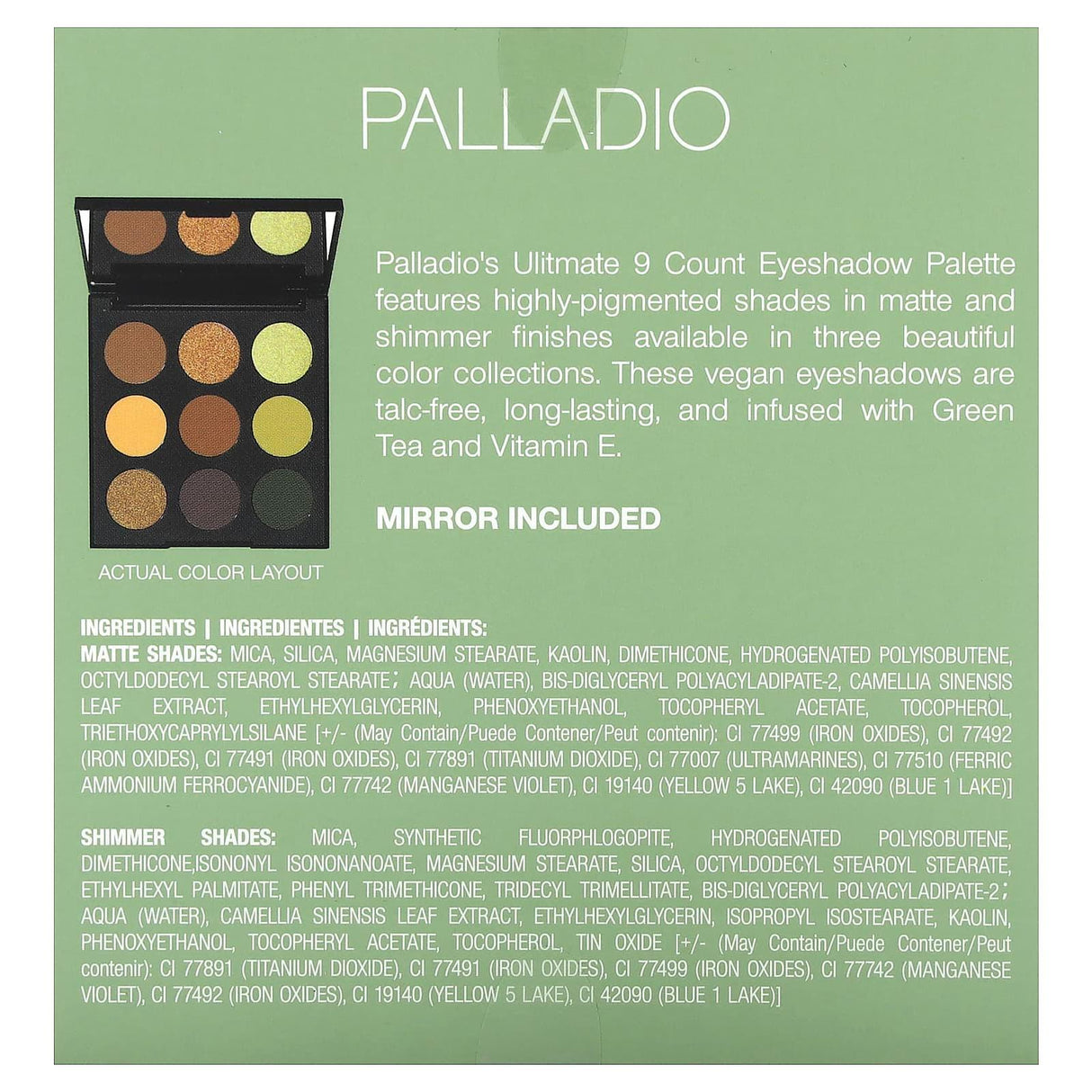 Palladio, Ultimate 9 Count Eyeshadow Palette, Natural Earth, 0.33 oz (9.6 g) - Supply Center USA