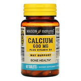 Mason Natural, Calcium Plus Vitamin D3, 600 mg, 60 Tablets - HealthCentralUSA