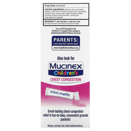 Mucinex, Children's, Cough & Congestion, Ages 4+ Yrs, Very Berry, 6.8 fl oz (201 ml) - Supply Center USA