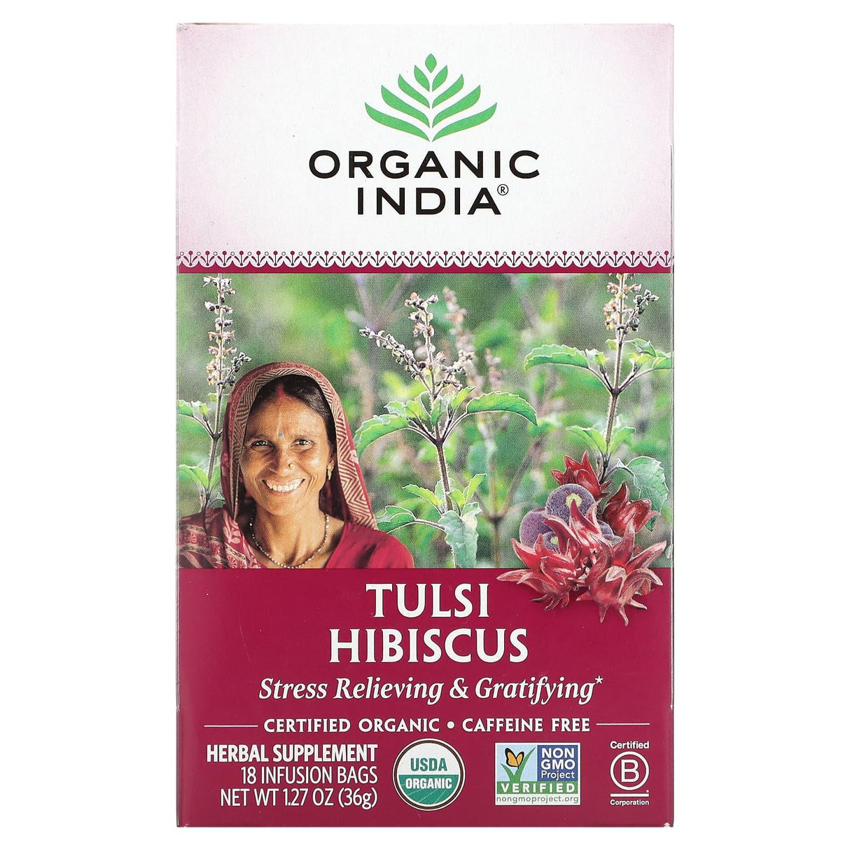 Organic India, Tulsi Tea, Lemon Ginger, Caffeine-Free, 18 Infusion Bags, 1.27 oz (36 g) - Supply Center USA