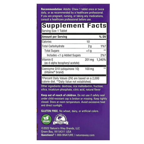 Nature's Way, Smart Q10, Orange, 100 mg , 30 Chewable Tablets - Supply Center USA