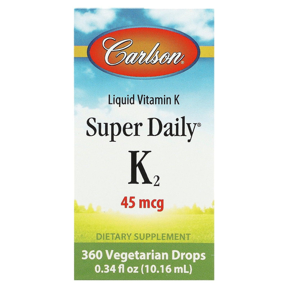 Carlson, Liquid Vitamin K, Super Daily K2, 45 mcg, 0.34 fl oz (10.16 ml) - Supply Center USA