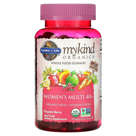 Garden of Life, MyKind Organics, Women's Multi 40+, Organic Berry, 120 Vegan Gummy Drops - Supply Center USA